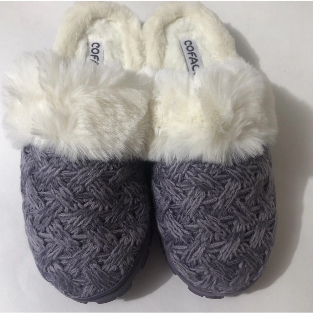 Coface Purple Memory Foam Slippers Size 6 Fluffy Indoor Outdoor Non Slip Shoes